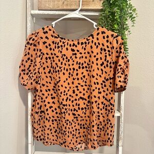 Papermoon Animal Print Puff Sleeve Blouse